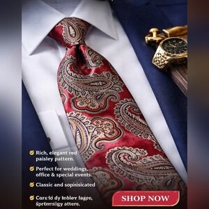 Pierre Cardin Red Navy Paisley Men’s Silk Tie